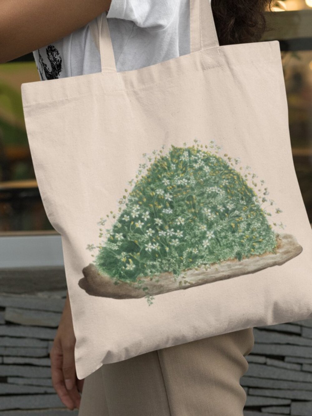 Majorcan Sandwort Vintage Floral Print Graphic Canvas Tote Bag